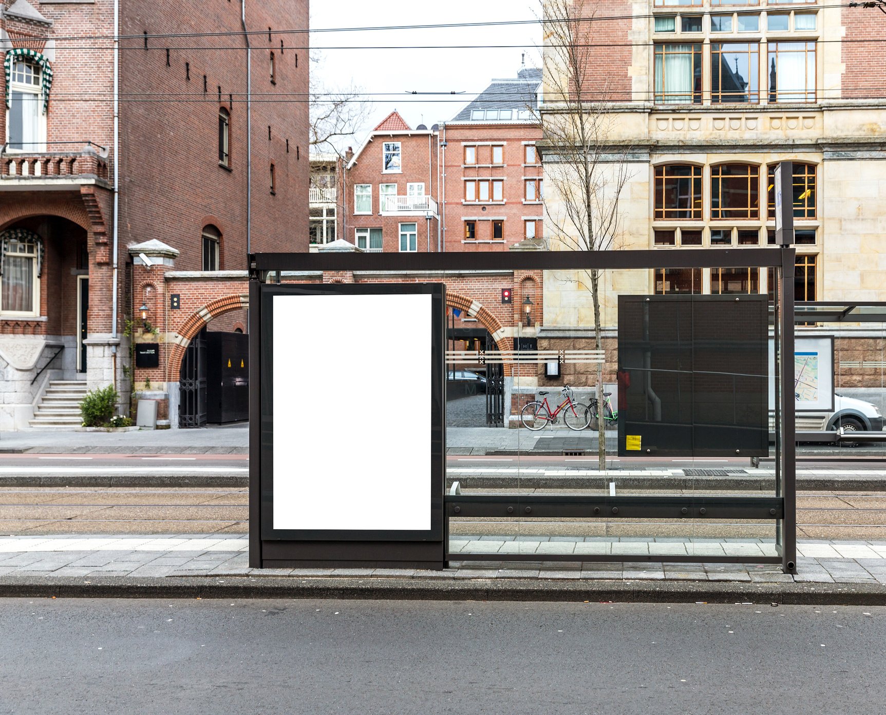 Blank Billboard in a Traffic Island 